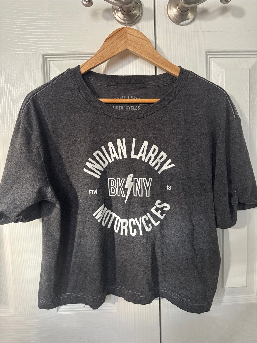 Indian Larry motorcycles crop top gray